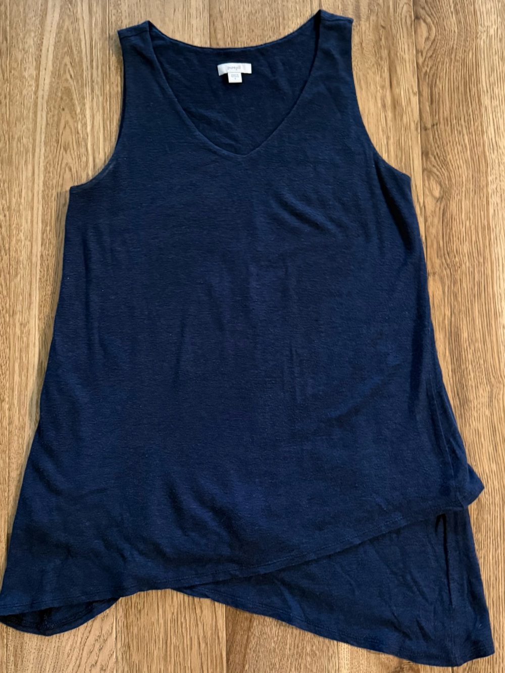 PureJill by J Jill Navy Sleeveless Linen Tunic Tank Top